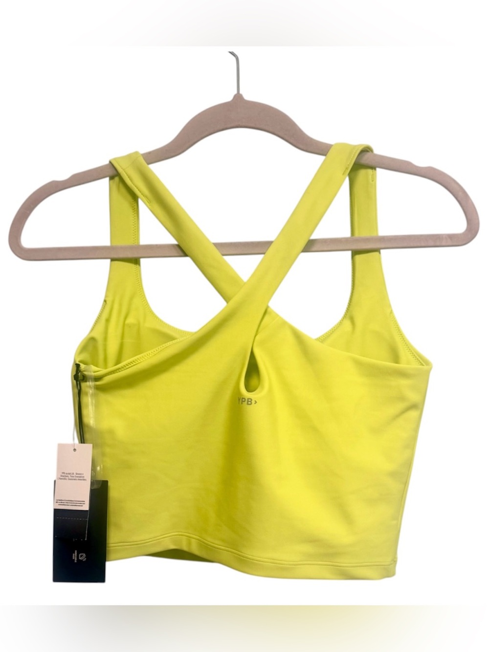 NWT YPB sculptlux neon yellow 4 way stretch sweat wicking sports bra, Medium - Picture 2 of 7